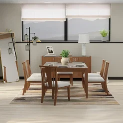 Outlet Amalie 7pc: Dining Table And 6 Wood Side Chairs Dining|Dining Room Sets