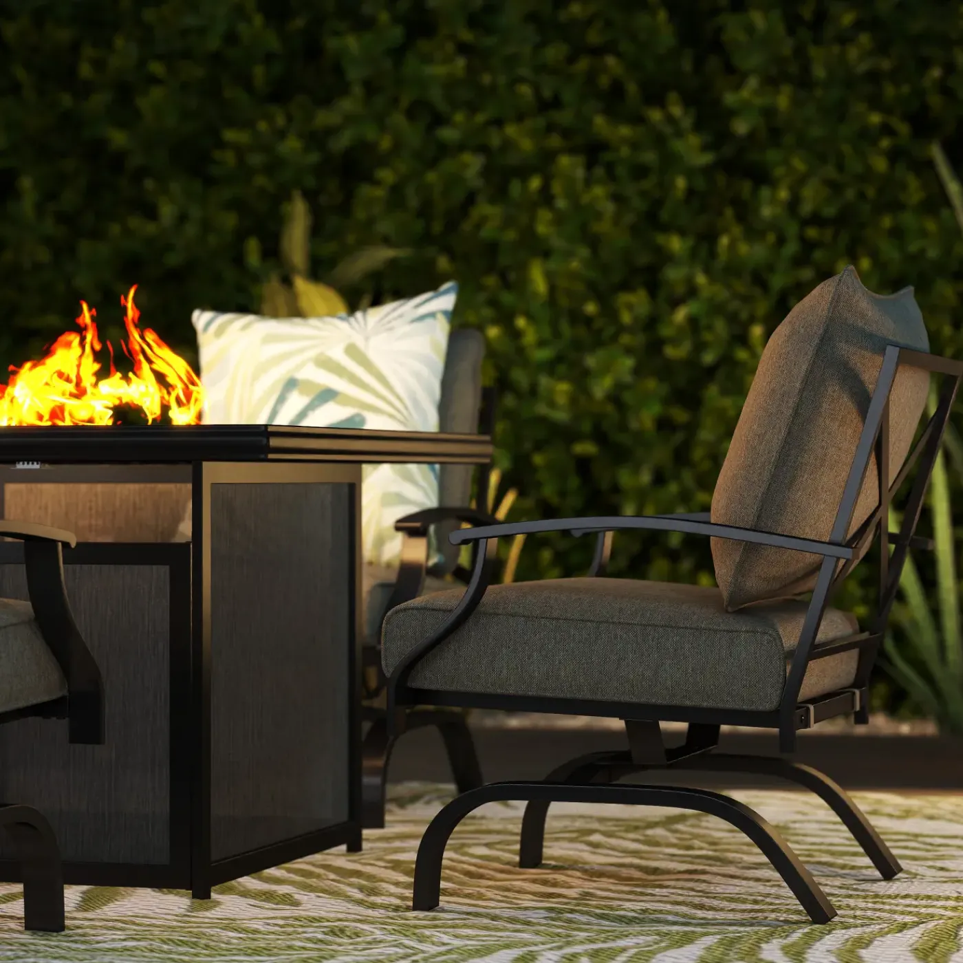 Sale Arrowhead 5pc Fire Chat Group: Firepit & 4 Motion Chairs Outdoor Seating|Outdoor Furniture Sets
