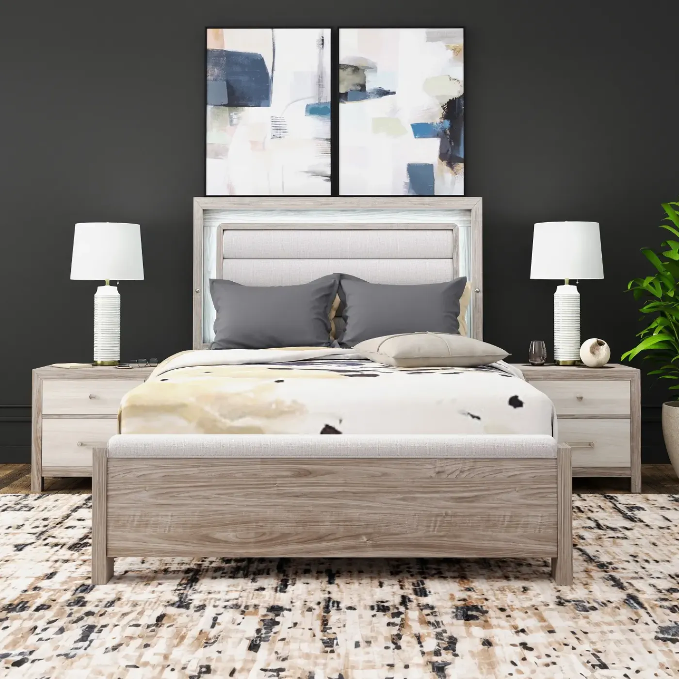 Online Avery Bed with LED Lighting Queen Beds|Beds & Headboards