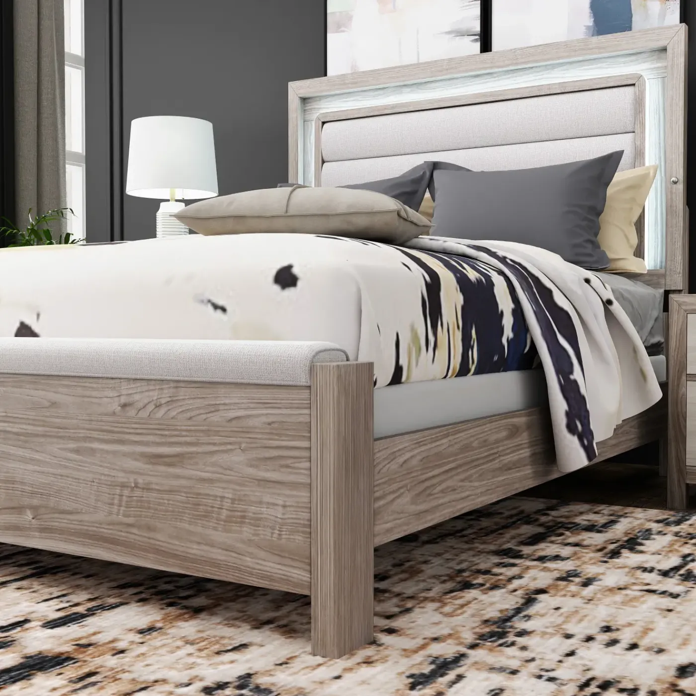 Hot Avery California King Upholstered Bed with Light King Beds