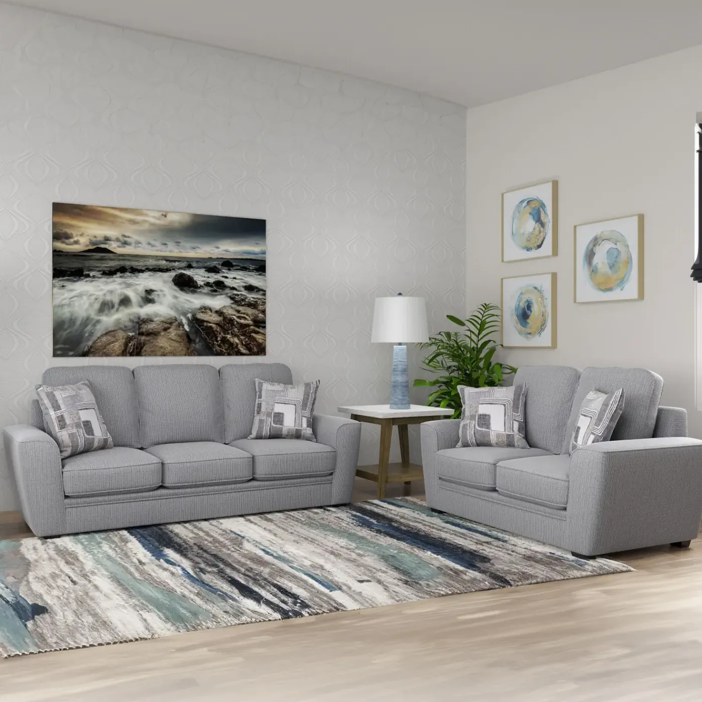 Barnes Stone Sofa and Loveseat Living Room|Living Room Sets