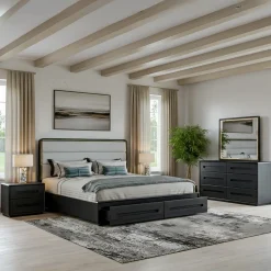 Outlet Becket Storage Bedroom Set-New! Queen Storage Bed, Dresser, Mirror, Nightstand Bedroom Sets