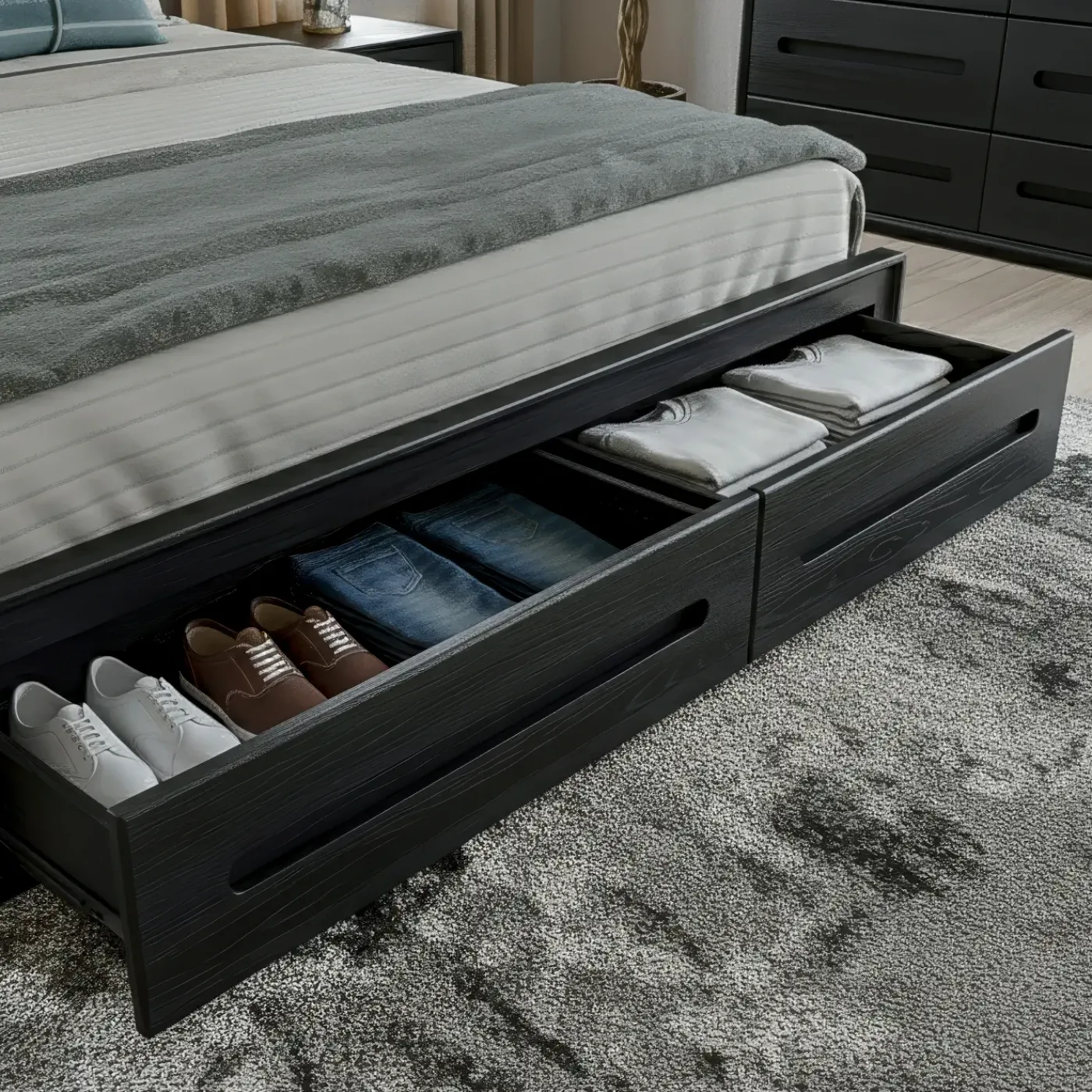 Outlet Becket Storage Bedroom Set-New! Queen Storage Bed, Dresser, Mirror, Nightstand Bedroom Sets