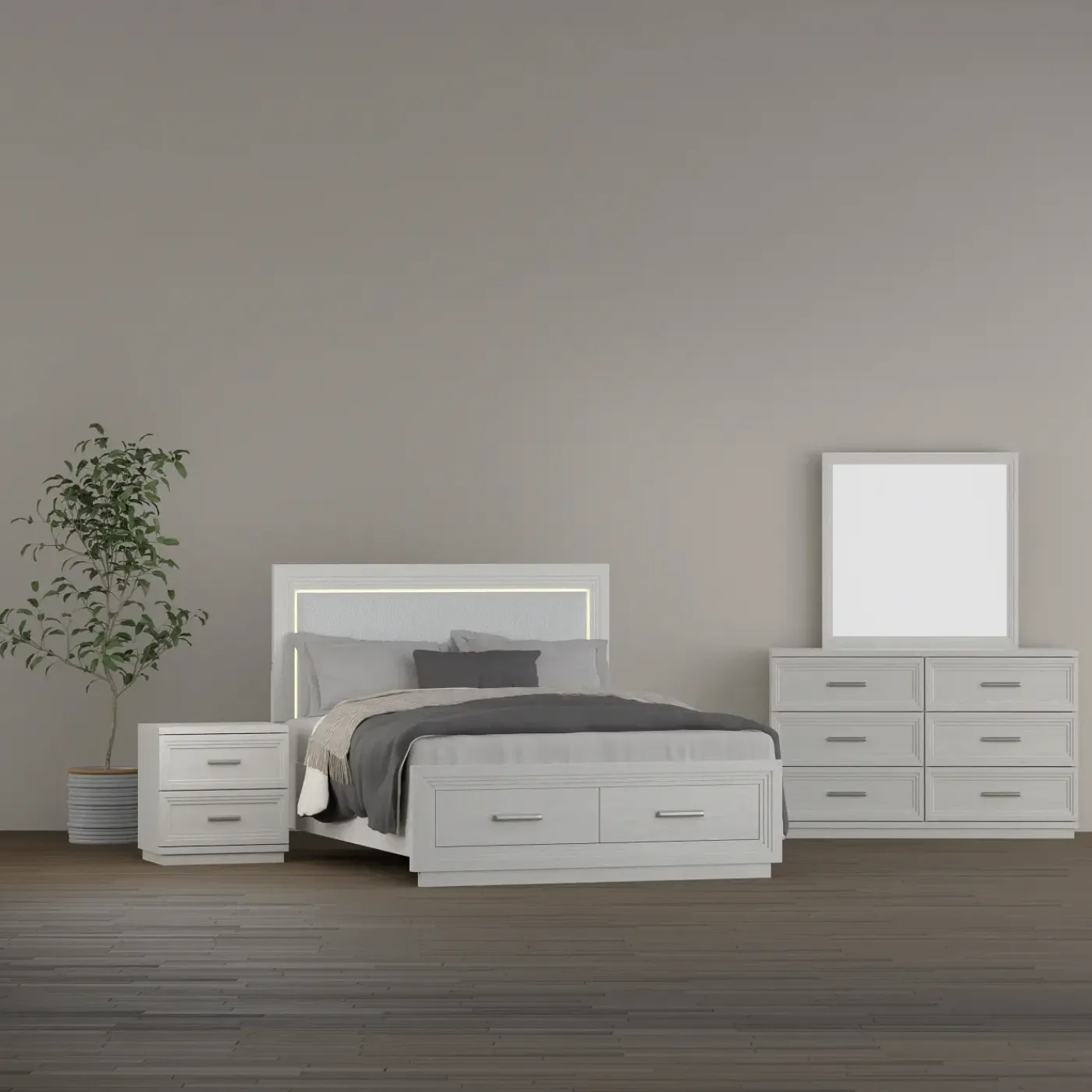 New Burbank Bedroom Set Queen Storage Bed, Dresser, Mirror & Nightstand Bedroom|All Outlet & Clearance Items