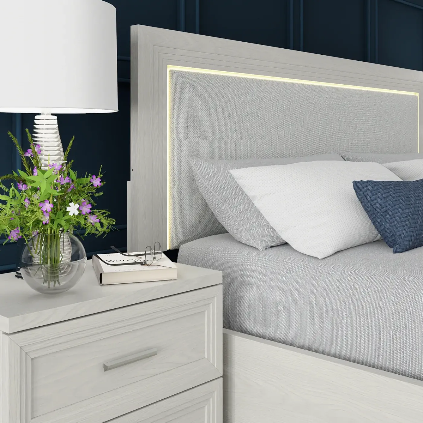 Best Burbank California King Storage Bed With LED Lights Bedroom|All Outlet & Clearance Items