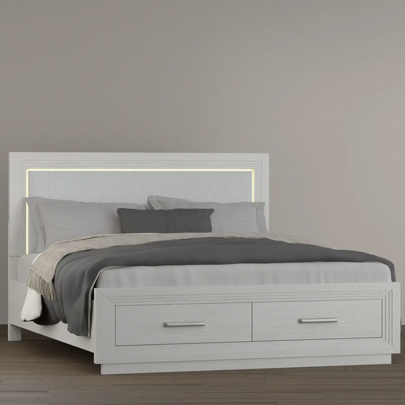 Outlet Burbank King Storage Bed With LED Lights Bedroom|All Outlet & Clearance Items