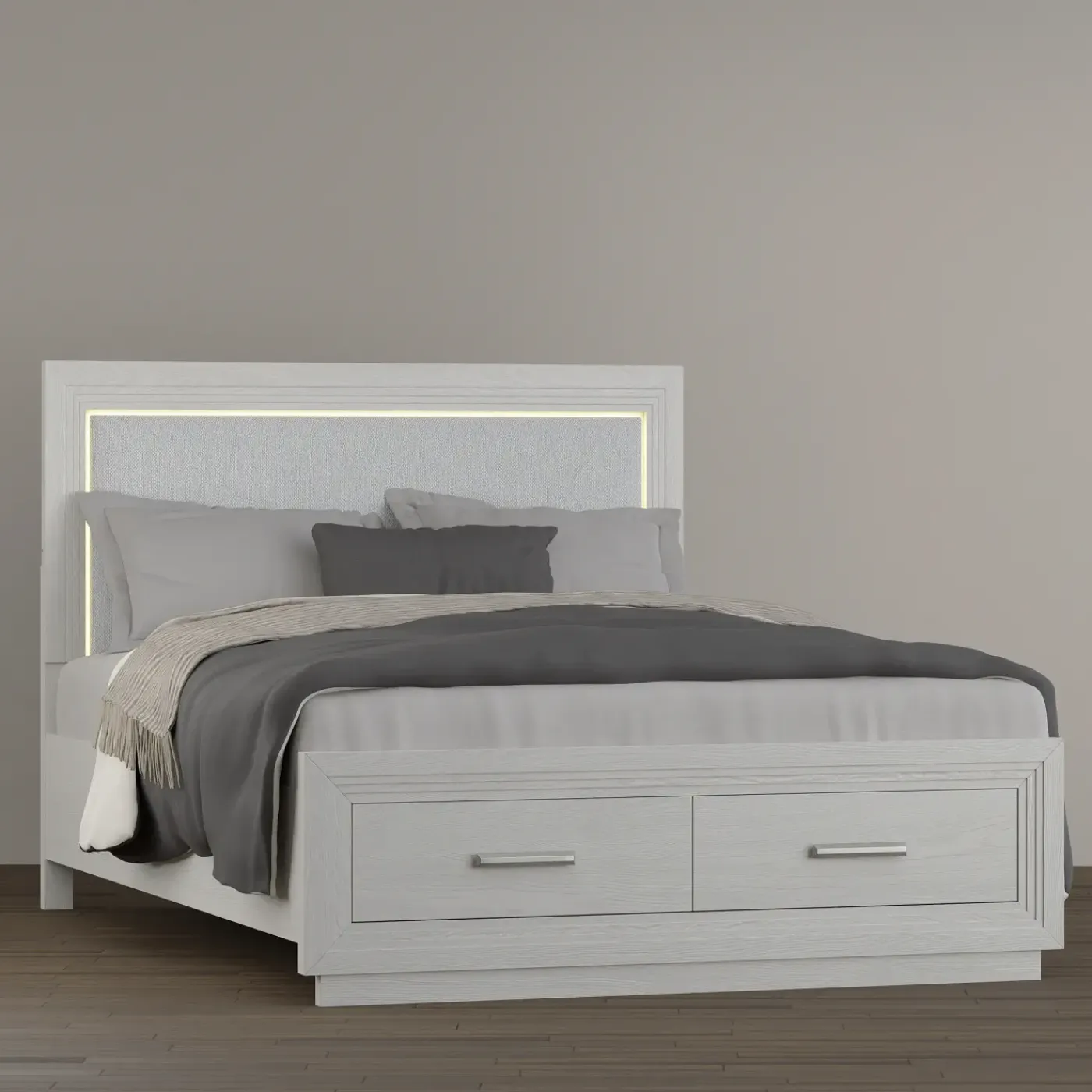 Hot Burbank Queen Storage Bed With LED Lights Queen Beds|Bedroom