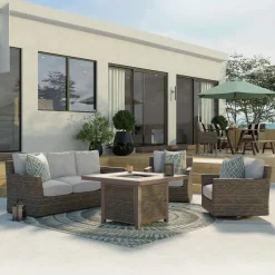 Hot Cabo Sofa, 2 Chairs, and Firepit Outdoor Seating