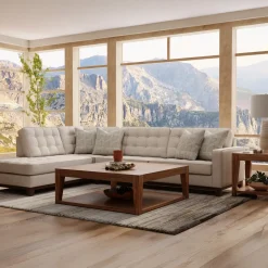 Calvin Sectional Beige 2pc Sectional with LAF Chaise Living Room Sets|Sectionals