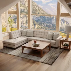 Calvin Sectional Beige 2pc Sectional with LAF Chaise Living Room Sets|Sectionals