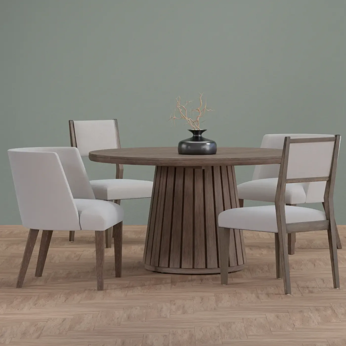 Outlet Carnaby Extendable Round Table, 2 Arm Chairs & 2 Side chairs Dining Room Sets