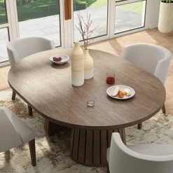 Outlet Carnaby Extendable Round Table, 2 Arm Chairs & 2 Side chairs Dining Room Sets