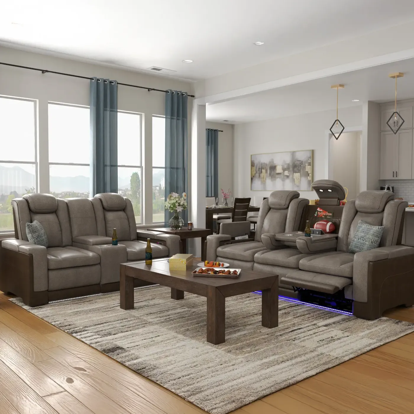 New Cinema Buy the Power Reclining Sofa, Get the Power Reclining Loveseat Free Living Room Sets|Reclining Furniture