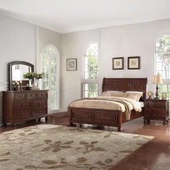 New Cortland Cherry Bedroom Set Queen Sleigh Bed, Dresser, Mirror & Nightstand Bedroom Sets