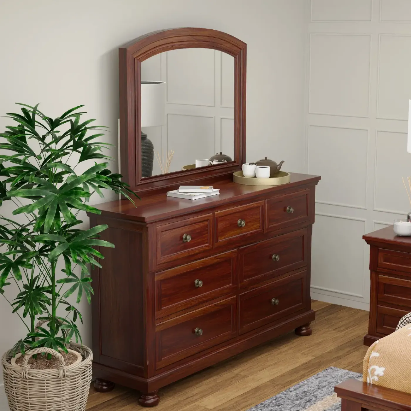 New Cortland Cherry Bedroom Set Queen Sleigh Bed, Dresser, Mirror & Nightstand Bedroom Sets