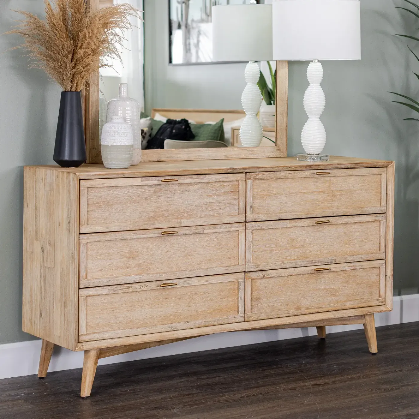 New Crosby Eastern King Bed, Dresser, Mirror, Nightstand All Modern Living Items|Bedroom