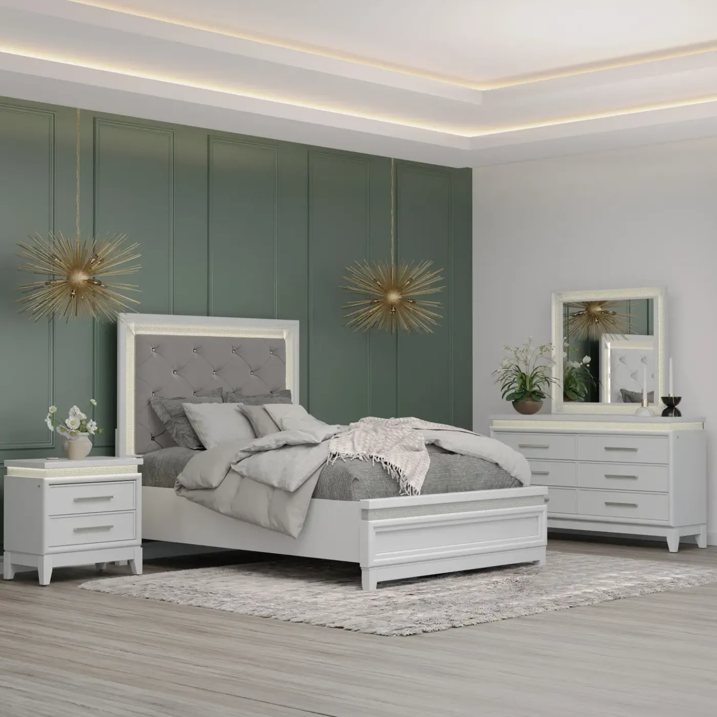 Clearance Danica Bedroom Set with LED Lights Bedroom Sets