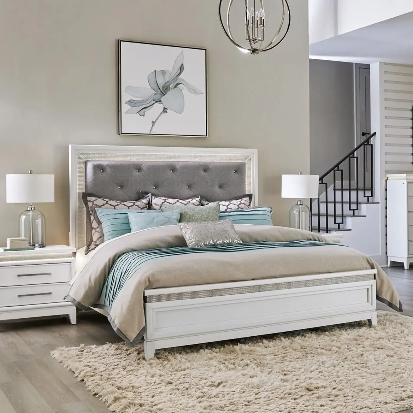 New Danica Eastern King Bed with Lights King Beds