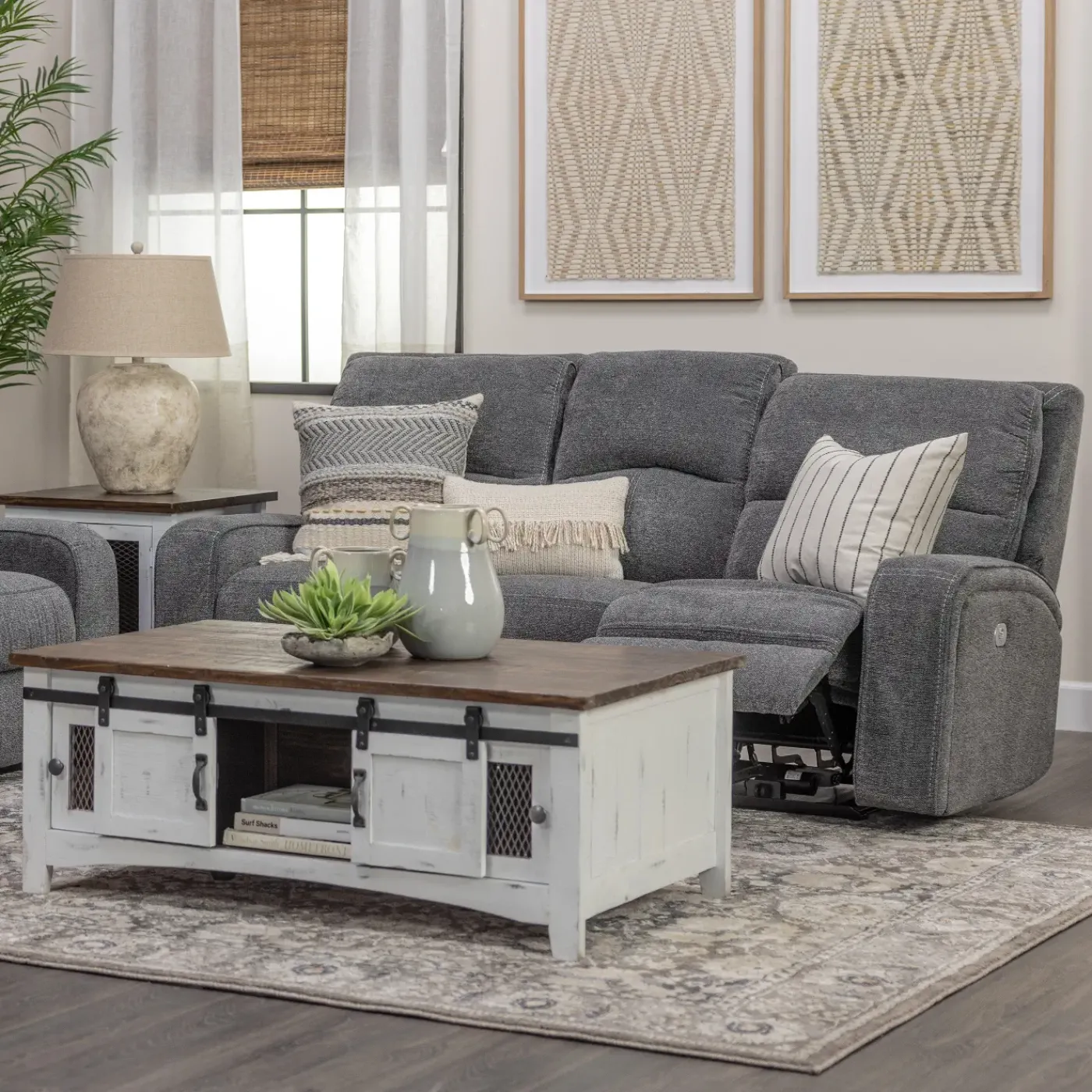 Clearance Dawson Reclining Living Room Gray Living Room Sets|Reclining Furniture