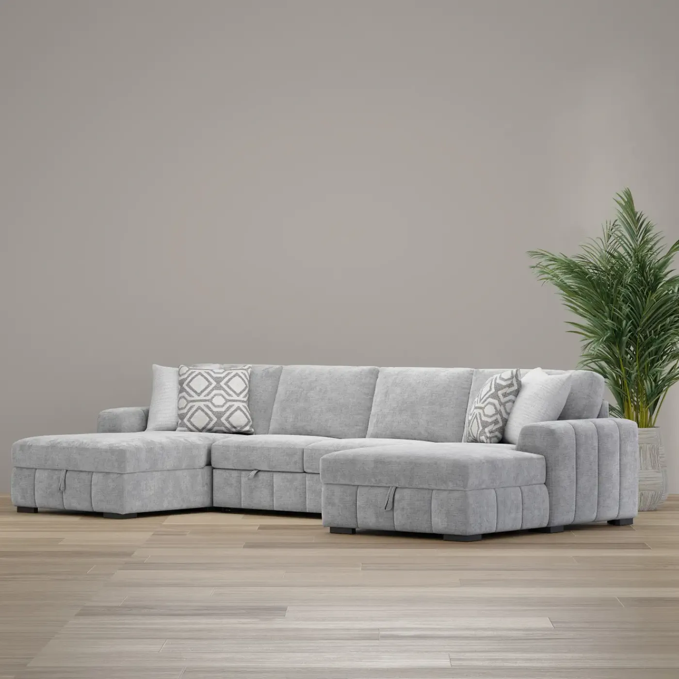 Best Dreamscape 3pc Double Storage Chaise Sleeper Sectional Living Room Sets|Sectionals