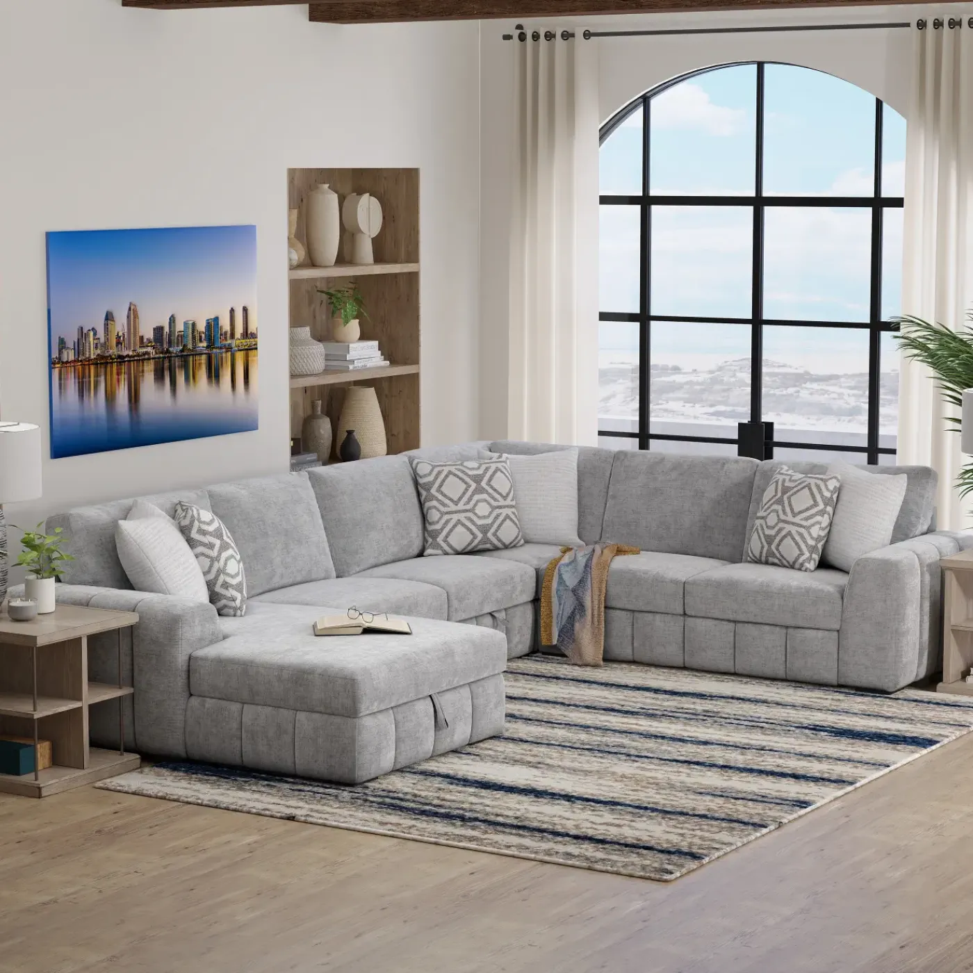 Online Dreamscape 4pc Sleeper Sectional with LAF Storage Chaise Living Room Sets|Sectionals