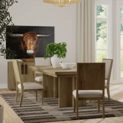 Outlet Durian Extendable Trestle Dining Table & 4 Side Chairs Dining Room Sets