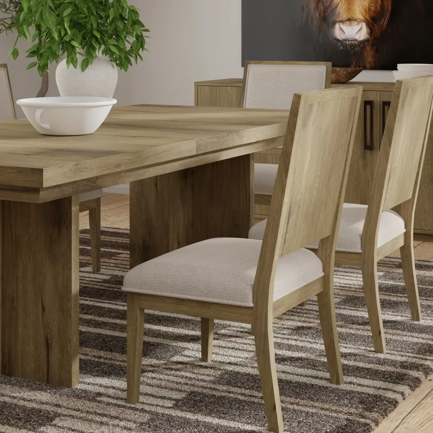 Outlet Durian Extendable Trestle Dining Table & 4 Side Chairs Dining Room Sets