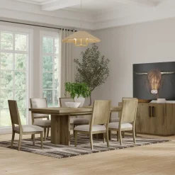 Durian Extendable Trestle Dining Table & 6 Side Chairs Dining Room Sets