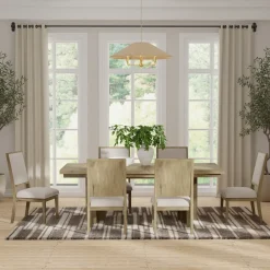 Durian Extendable Trestle Dining Table & 6 Side Chairs Dining Room Sets