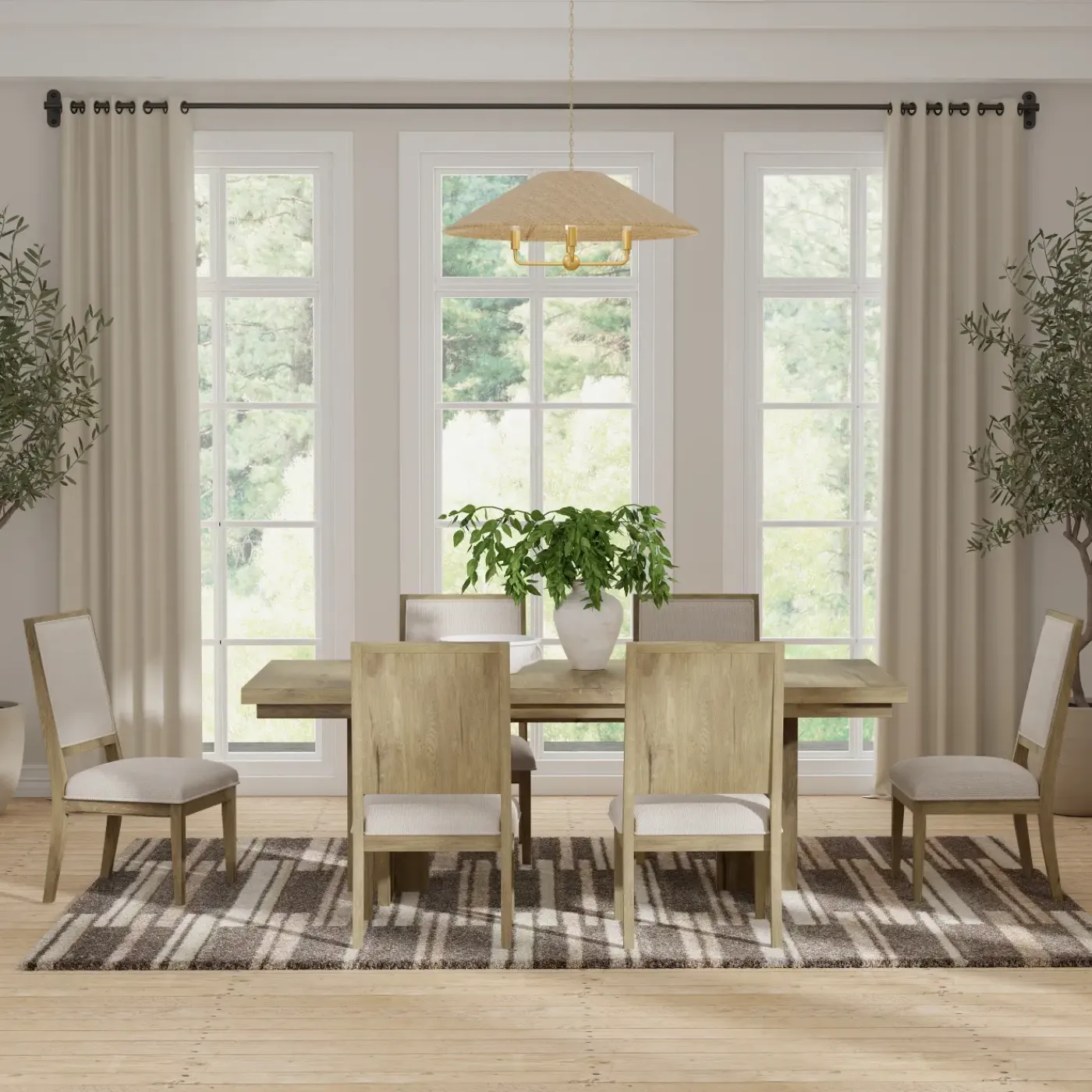 Durian Extendable Trestle Dining Table & 6 Side Chairs Dining Room Sets