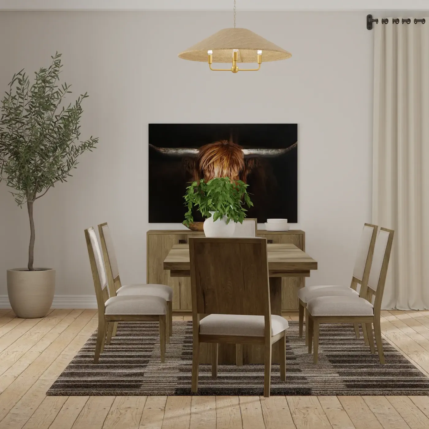 Durian Extendable Trestle Dining Table & 6 Side Chairs Dining Room Sets