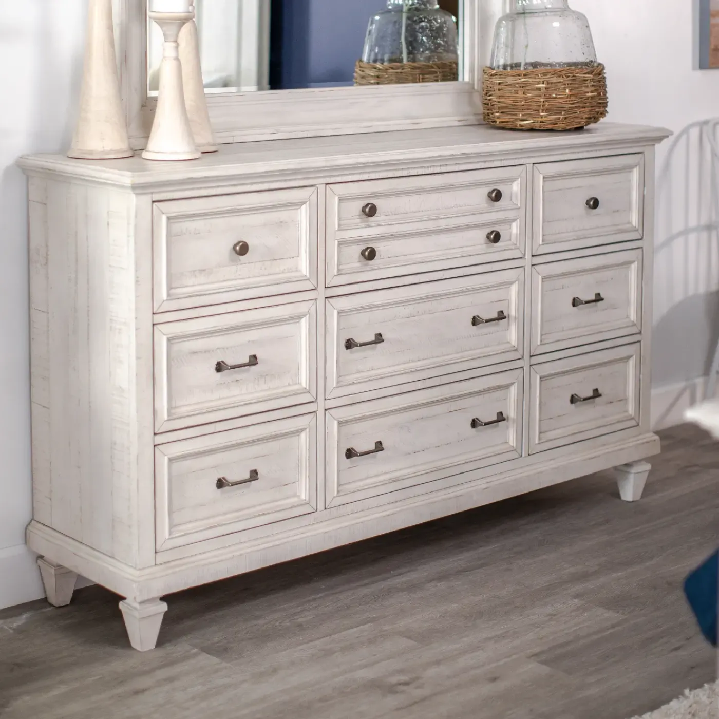 East Bay California King Panel Bed, Dresser, Mirror, Nightstand Bedroom Sets
