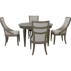 Discount East Bay Extendable Round Table & 4 Arm Chairs Dining Room Sets