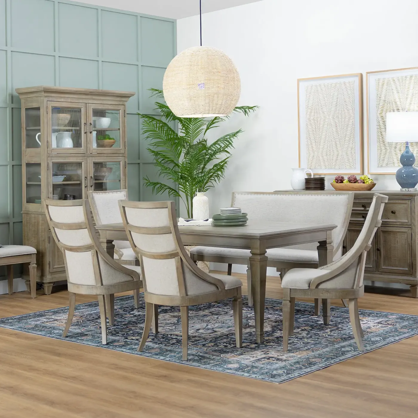 Discount East Bay Extendable Table, 4 Arm Chairs & Bench With Back Dining Room Sets
