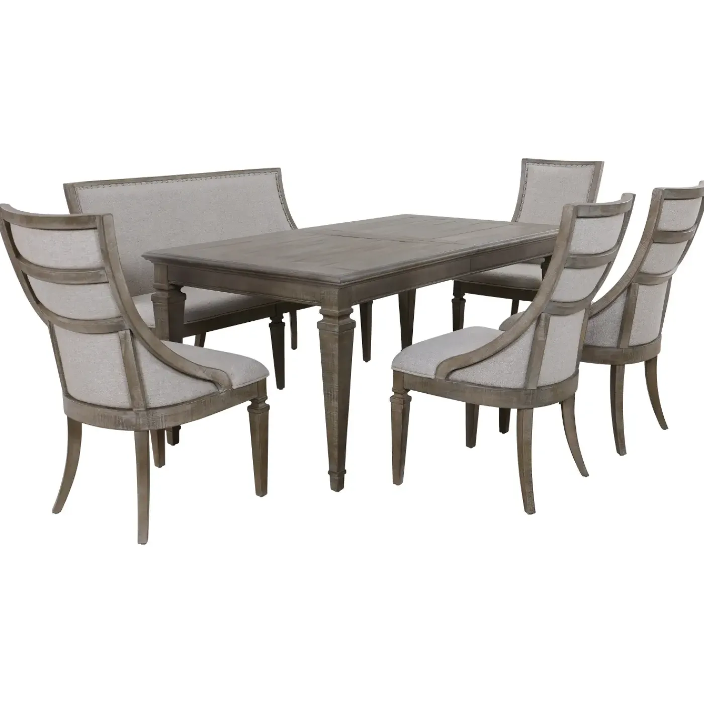 Discount East Bay Extendable Table, 4 Arm Chairs & Bench With Back Dining Room Sets