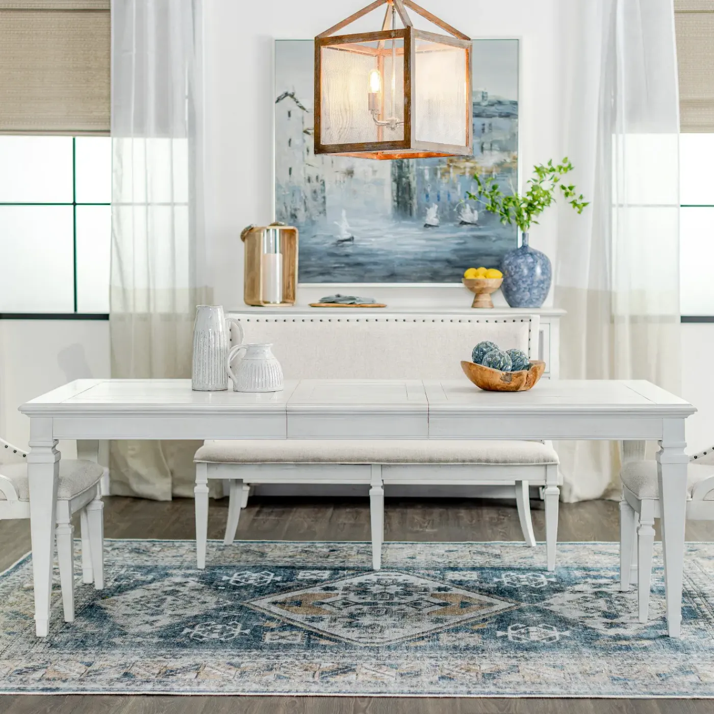 Sale East Bay 6pc Dining Set: Extendable Table, 4 Side Chairs & Bench Dining Room Sets