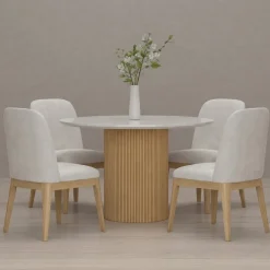 Hot Eden 5pc Dining Set: Round Table & 4 Side Chairs Dining Room Sets
