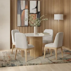 Hot Eden 5pc Dining Set: Round Table & 4 Side Chairs Dining Room Sets