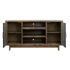 Everett 66 Inch Console with 2 Piers Electric Fireplaces|Entertainment Centers & Tv Stands