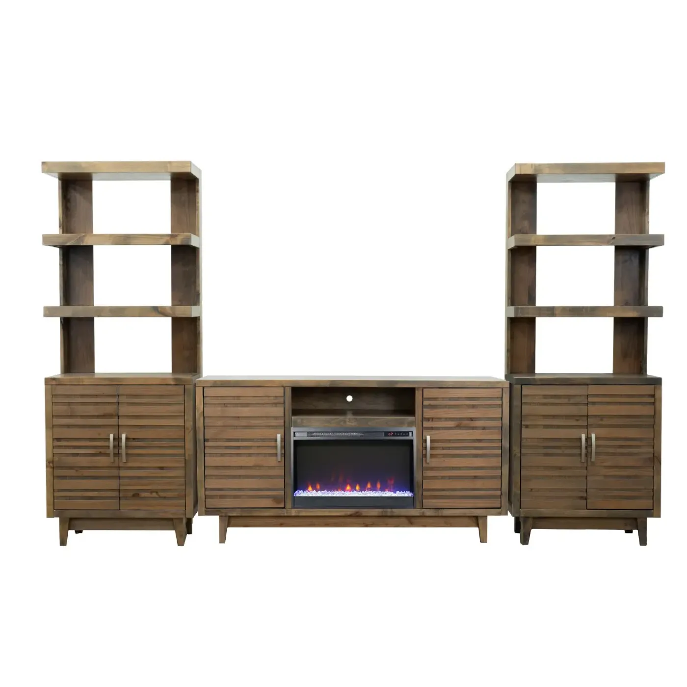 Clearance Everett 66 Inch Crystal Only Fireplace Console with 2 Piers Electric Fireplaces|Entertainment Centers & Tv Stands