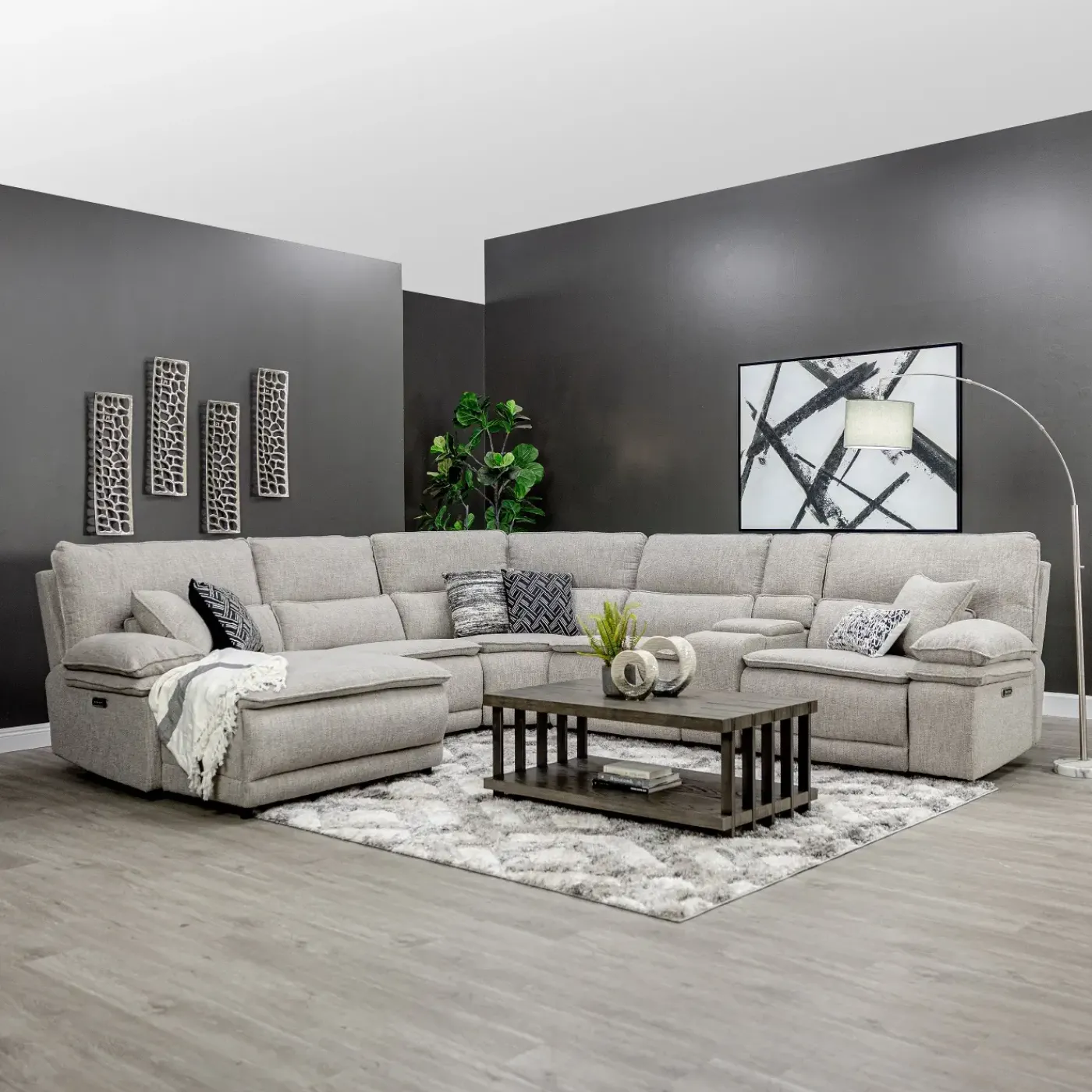 Best Goliath 6pc Power Chaise Sectional Living Room Sets|Sectionals