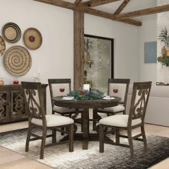 Best Hacienda 5pc Dining Set: 48" Round Table & 4 Side Chairs Dining Room Sets