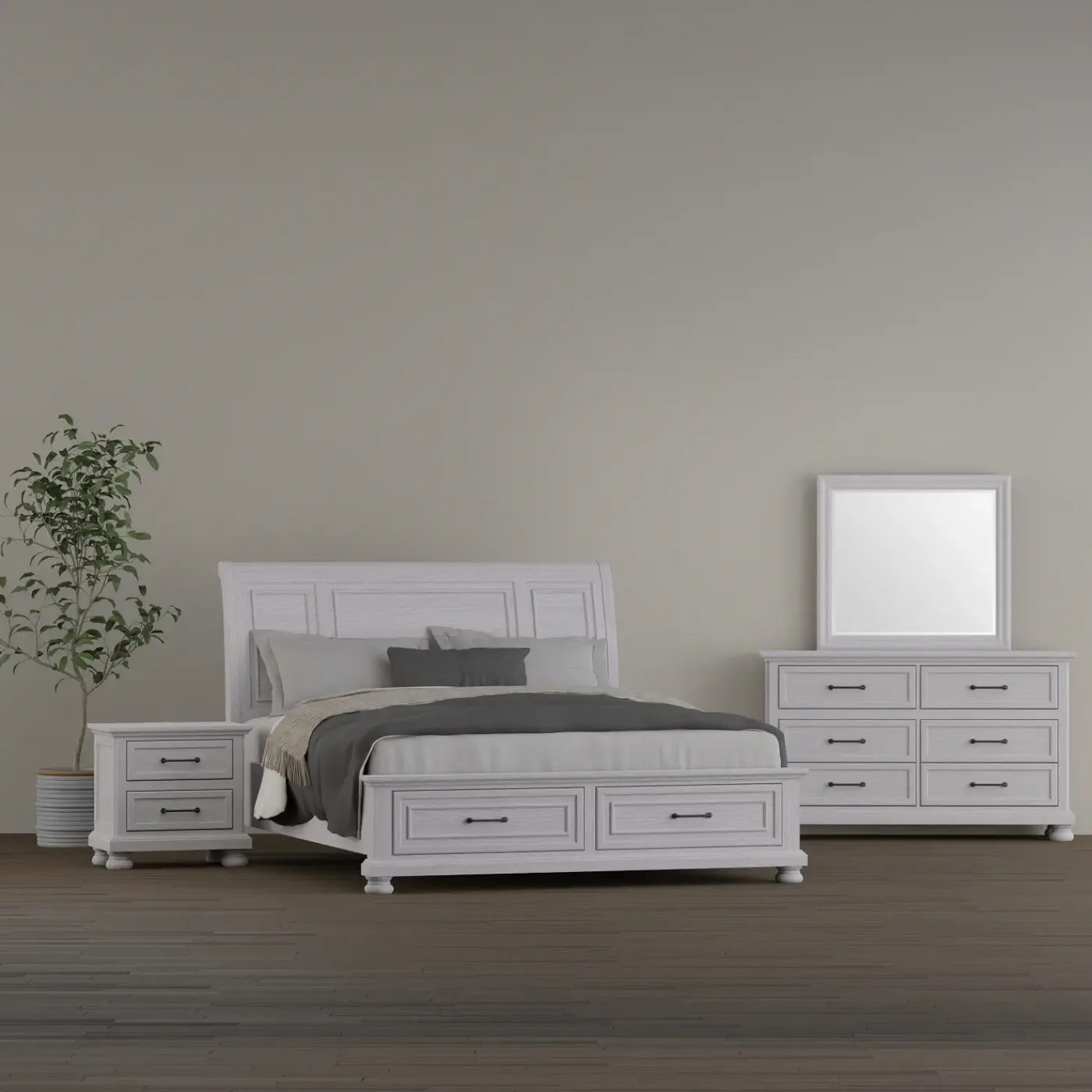 Hanover King Bed, Dresser, Mirror & Nightstand Bedroom|All Outlet & Clearance Items