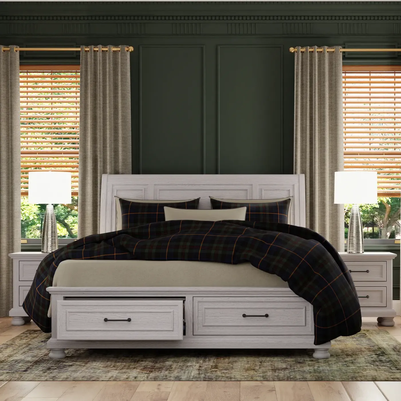 Hanover King Bed, Dresser, Mirror & Nightstand Bedroom|All Outlet & Clearance Items