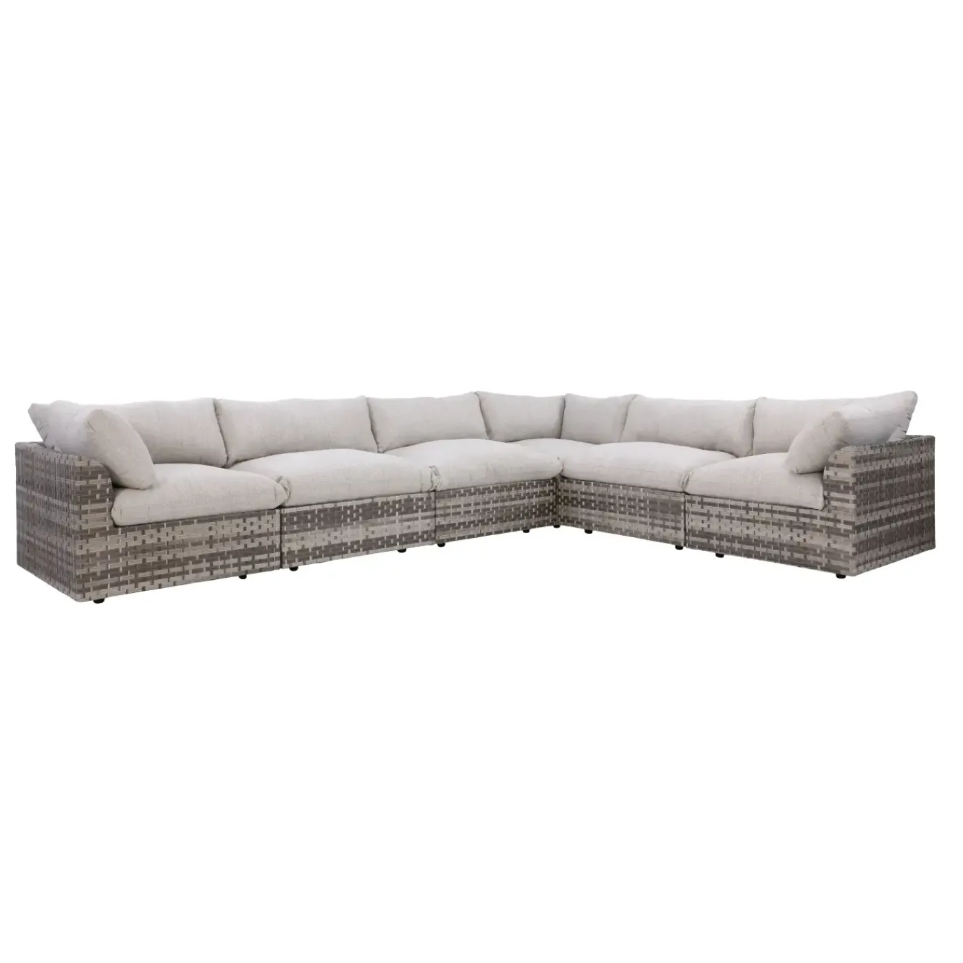 Outlet Laguna 6pc Sectional: 3 Corners & 3 Armless Chairs Outdoor Seating|Outdoor Furniture Sets