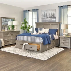 Discount Legion Eastern King Storage Bed, Dresser, Mirror, Nightstand Bedroom Sets