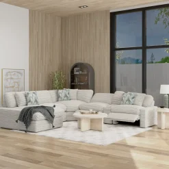 Discount Lush 6pc Left Chaise Power Sectional Living Room Sets|Sectionals