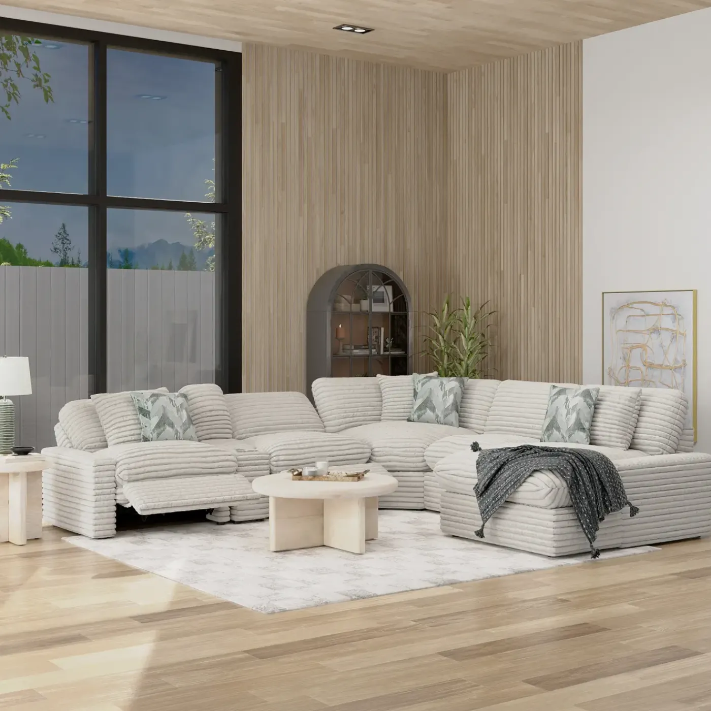 New Lush 6pc Right Chaise Power Sectional Living Room Sets|Sectionals