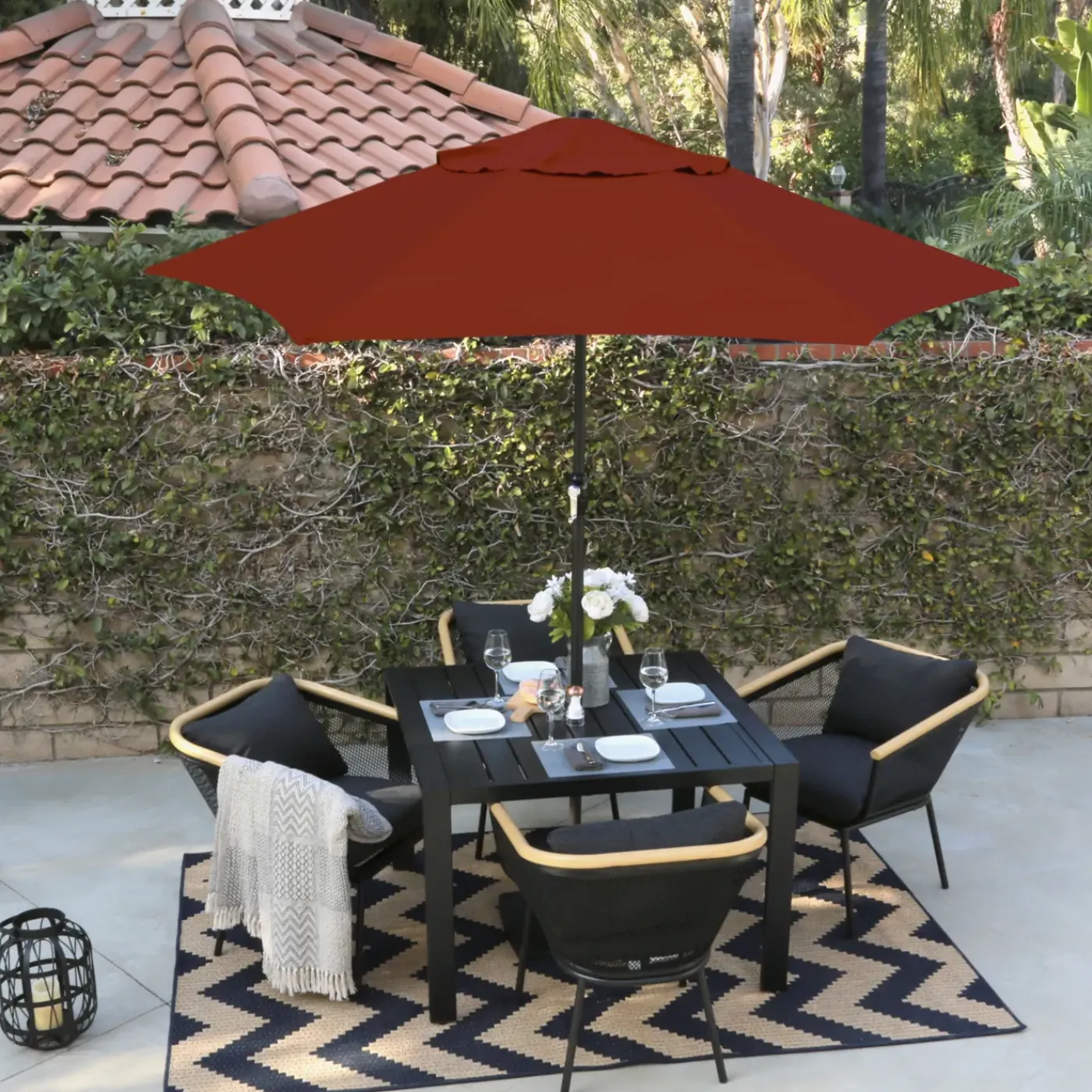 Discount Market 9' Round Push-Tilt Umbrella Outdoor Umbrellas