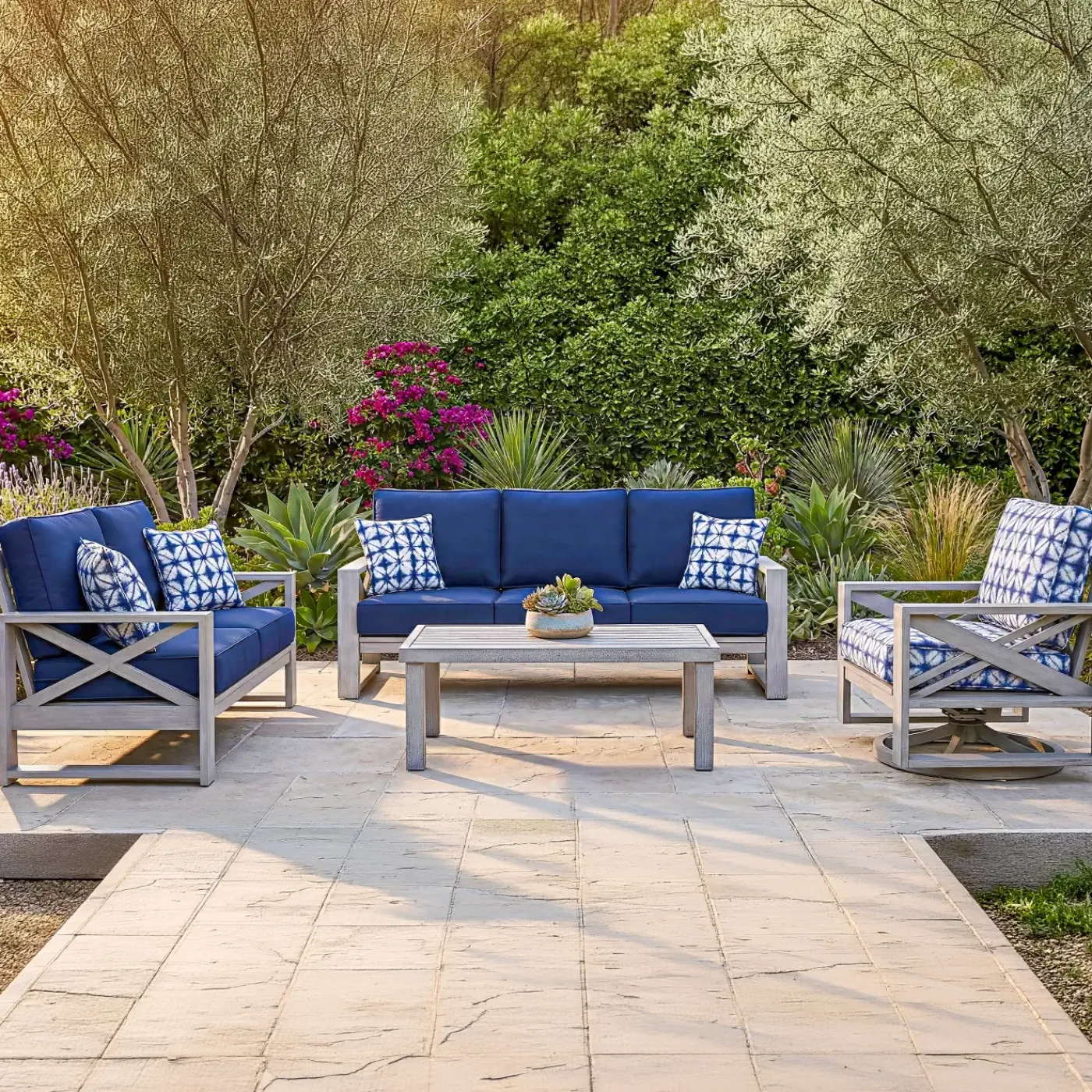 Outlet Melbourne Outdoor Sofa & 2 Swivel Chairs Outdoor Seating|Outdoor Furniture Sets